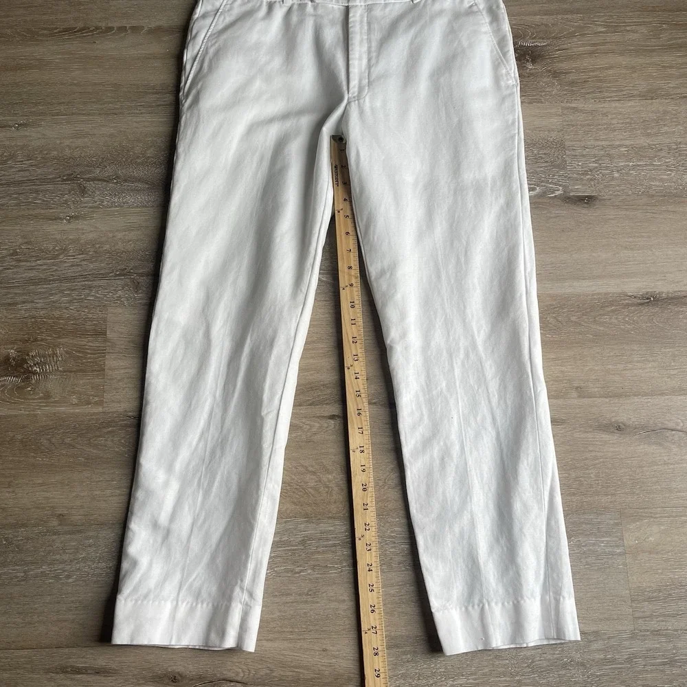 Bespoke StudioSuits Mens White Linen Dress Pants 36R Flat Front Tailored New
